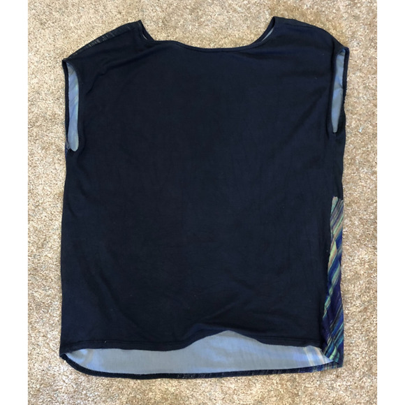 ESPRIT SHIRT Womens M Navy Blue Sleeveless Multicolor Stripe Colorblock Preppy - Picture 2 of 6